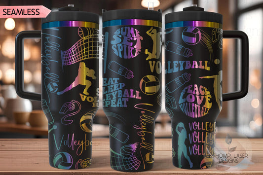 Volleyball Fan Girl Tumbler Wrap SVG | 40oz Laser Engraving File | Rotary Ready Digital Design | Sports Fan SVG