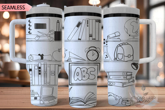 School Shelves Tumbler Wrap SVG | 40oz Laser Engraving File | Rotary Ready Digital Design | Career Gift SVG