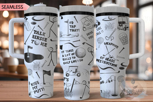 Golf Fan Tumbler Wrap SVG | 40oz Laser Engraving File | Rotary Ready Digital Design | Sports Fan SVG