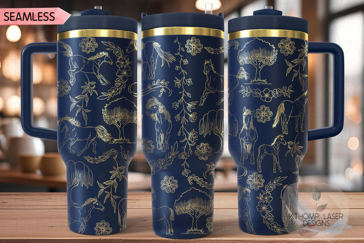 Horses Country Western Horse Tumbler Wrap SVG | 40oz Laser Engraving File | Rotary Ready Digital Design | Pet Lover Gift