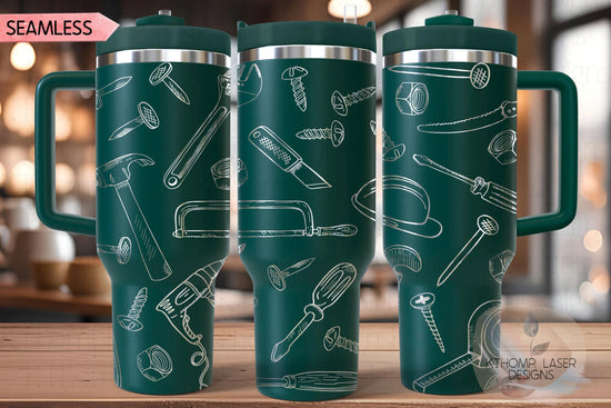 Tools Tumbler Wrap SVG | 40oz Laser Engraving File | Rotary Ready Digital Design | Career Gift SVG