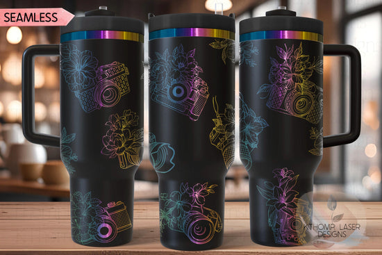 Floral Photography Tumbler Wrap SVG | 40oz Laser Engraving File | Rotary Ready Digital Design | Career Gift SVG