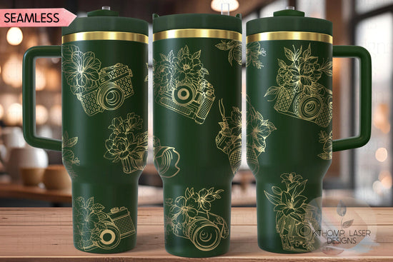 Floral Photography Tumbler Wrap SVG | 40oz Laser Engraving File | Rotary Ready Digital Design | Career Gift SVG