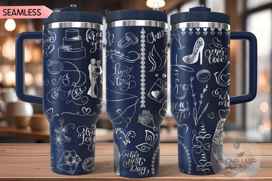 Wedding Bride Marriage Tumbler Wrap SVG | 40oz Laser Engraving File | Rotary Ready Digital Design | Graduation Wedding SVG