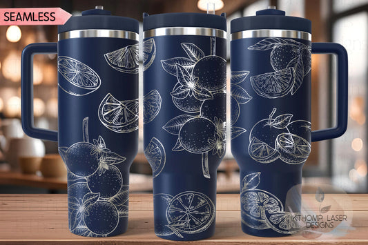 Oranges Tumbler Wrap SVG | 40oz Laser Engraving File | Rotary Ready Digital Design | Foodie SVG