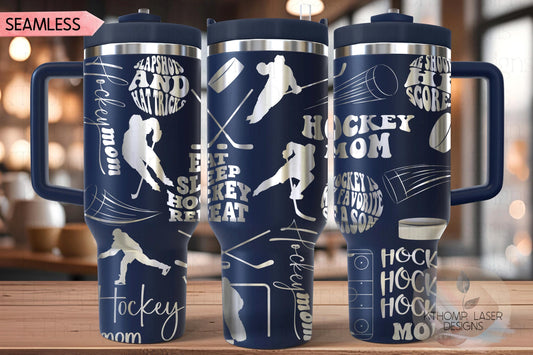 Hockey Mom Tumbler Wrap SVG | 40oz Laser Engraving File | Rotary Ready Digital Design | Mom Life SVG