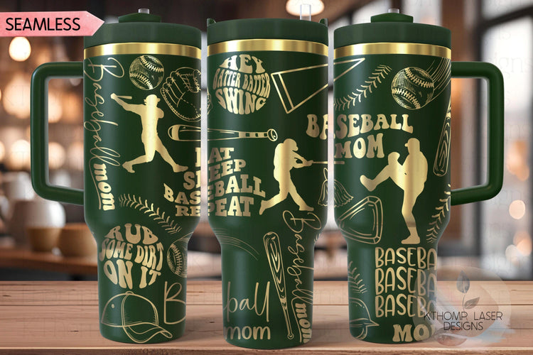 Baseball Mom Tumbler Wrap SVG | 40oz Laser Engraving File | Rotary Ready Digital Design | Mom Life SVG