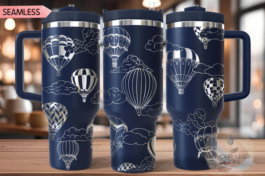 Hot Air Balloons Tumbler Wrap SVG | 40oz Laser Engraving File | Rotary Ready Digital Design | Fantasy Magic SVG