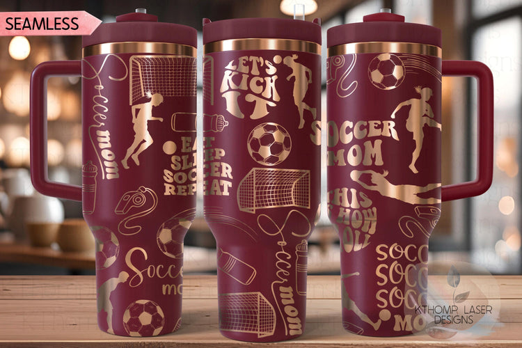 Soccer Mom Female Tumbler Wrap SVG | 40oz Laser Engraving File | Rotary Ready Digital Design | Mom Life SVG