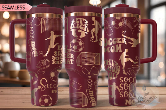 Soccer Mom Male Tumbler Wrap SVG | 40oz Laser Engraving File | Rotary Ready Digital Design | Mom Life SVG