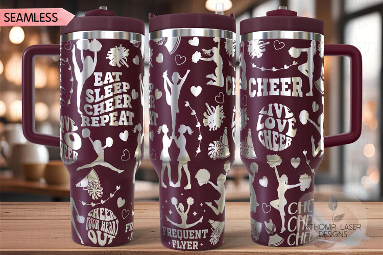 Cheer Tumbler Wrap SVG | 40oz Laser Engraving File | Rotary Ready Digital Design | Sports Fan SVG