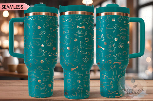 Doodle Dachshunds Tumbler Wrap SVG | 40oz Laser Engraving File | Rotary Engrave Digital Design | Dog Lover Gift