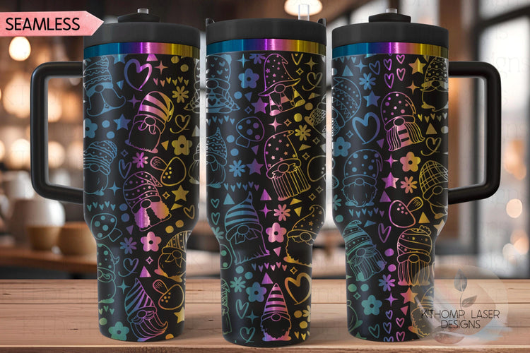 Gnomes Tumbler Wrap SVG | 40oz Laser Engraving File | Rotary Ready Digital Design | Fantasy Magic SVG