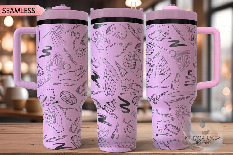 Nail Tech Tumbler Wrap SVG | 40oz Laser Engraving File | Rotary Ready Digital Design | Career Gift SVG