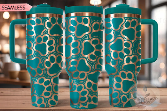Paw Print Burst Tumbler Wrap SVG | 40oz Laser Engraving File | Rotary Ready Digital Design | Pet Lover Gift