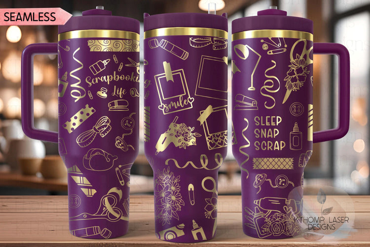 Scrapbooking Scrapbooker Tumbler Wrap SVG | 40oz Laser Engraving File | Rotary Ready Digital Design | Hobby Travel SVG