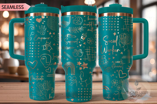 Social Worker Mental Health Tumbler Wrap SVG | 40oz Laser Engraving File | Rotary Ready Digital Design | Career Gift SVG