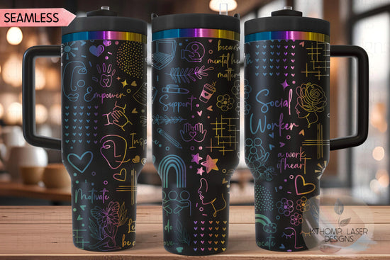 Social Worker Mental Health Tumbler Wrap SVG | 40oz Laser Engraving File | Rotary Ready Digital Design | Career Gift SVG