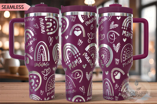 Rainbow Mama Tumbler Wrap SVG | 40oz Laser Engraving File | Rotary Ready Digital Design | Support Awareness SVG