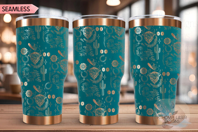 Highland Cow Western Tumbler Wrap SVG | 20oz and 30oz Laser Engraving File | Rotary Ready Digital Design | Western Farm SVG