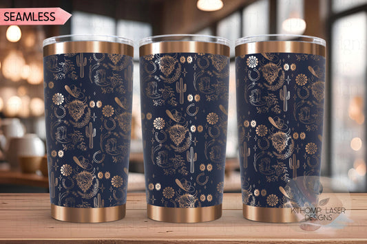 Highland Cow Western Tumbler Wrap SVG | 20oz and 30oz Laser Engraving File | Rotary Ready Digital Design | Western Farm SVG