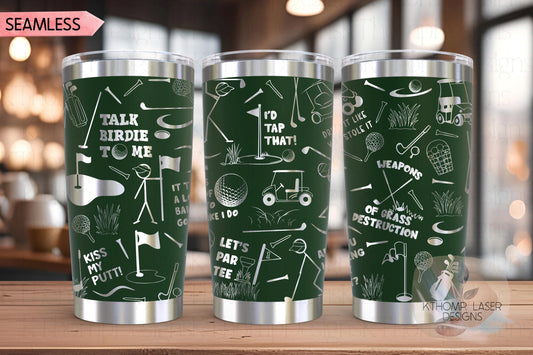 Golf Fan Tumbler Wrap SVG | 20oz and 30oz Laser Engraving File | Rotary Ready Digital Design | Sports Fan SVG