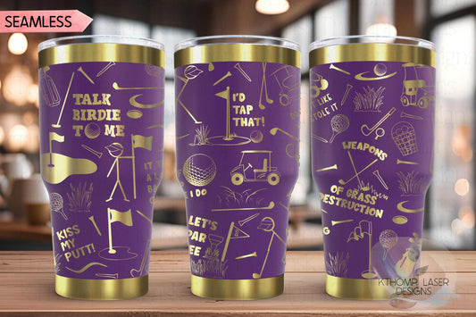 Golf Fan Tumbler Wrap SVG | 20oz and 30oz Laser Engraving File | Rotary Ready Digital Design | Sports Fan SVG