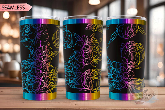 Peony Tumbler Wrap SVG | 20oz and 30oz Laser Engraving File | Rotary Engrave Digital Design | Floral SVG Design
