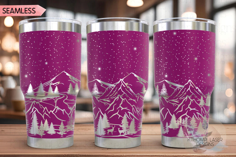 Mountain Scene Tumbler Wrap SVG | 20oz and 30oz Laser Engraving File | Rotary Ready Digital Design | Outdoor Nature SVG
