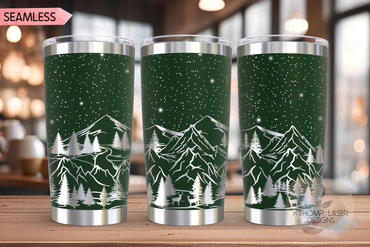 Mountain Scene Tumbler Wrap SVG | 20oz and 30oz Laser Engraving File | Rotary Ready Digital Design | Outdoor Nature SVG