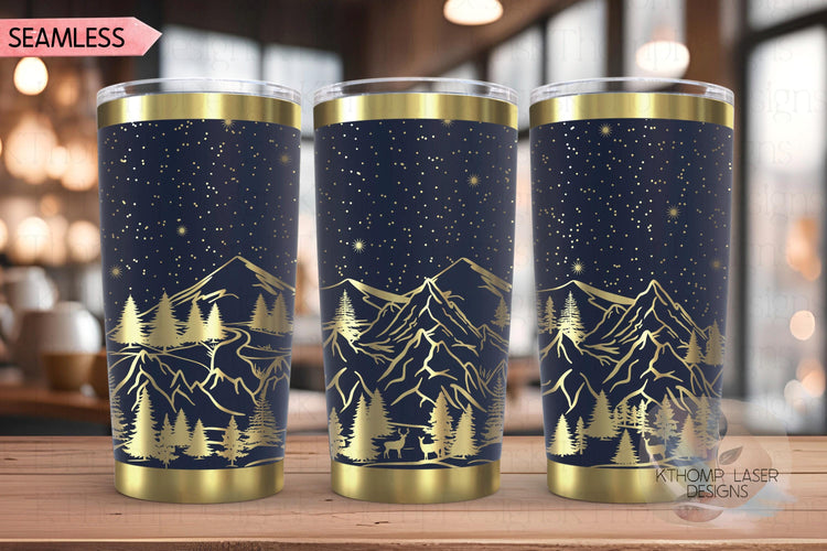 Mountain Scene Tumbler Wrap SVG | 20oz and 30oz Laser Engraving File | Rotary Ready Digital Design | Outdoor Nature SVG