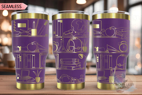 School Shelves Tumbler Wrap SVG | 20oz and 30oz Laser Engraving File | Rotary Ready Digital Design | Career Gift SVG