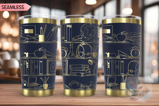 School Shelves Tumbler Wrap SVG | 20oz and 30oz Laser Engraving File | Rotary Ready Digital Design | Career Gift SVG