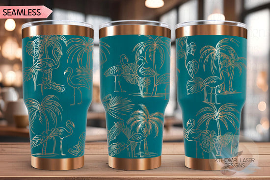 Flamingos Tumbler Wrap SVG | 20oz and 30oz Laser Engraving File | Rotary Ready Digital Design | Ocean Nautical SVG