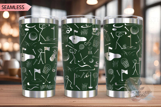 Golf Doodles Tumbler Wrap SVG | 20oz and 30oz Laser Engraving File | Rotary Ready Digital Design | Sports Fan SVG