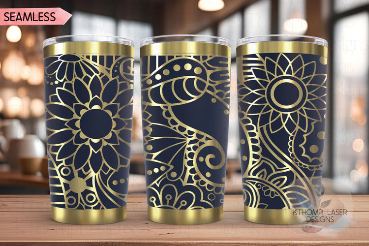 Paisley Doodles Pattern Tumbler Wrap SVG | 20oz and 30oz Laser Engraving File | Rotary Ready Digital Background SVG