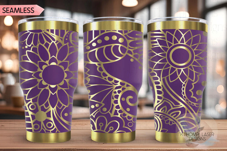 Paisley Doodles Pattern Tumbler Wrap SVG | 20oz and 30oz Laser Engraving File | Rotary Ready Digital Background SVG