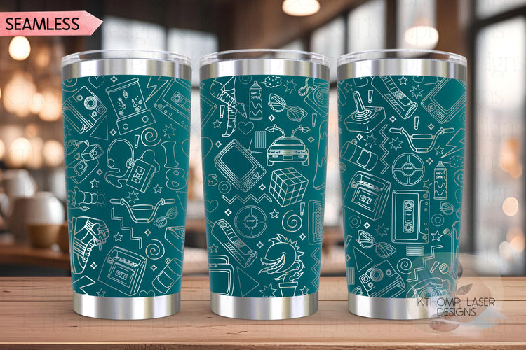 Awesome 80's Vibe Tumbler Wrap SVG | 20oz and 30oz Laser Engraving File | Rotary Ready Digital Design | Decades SVG