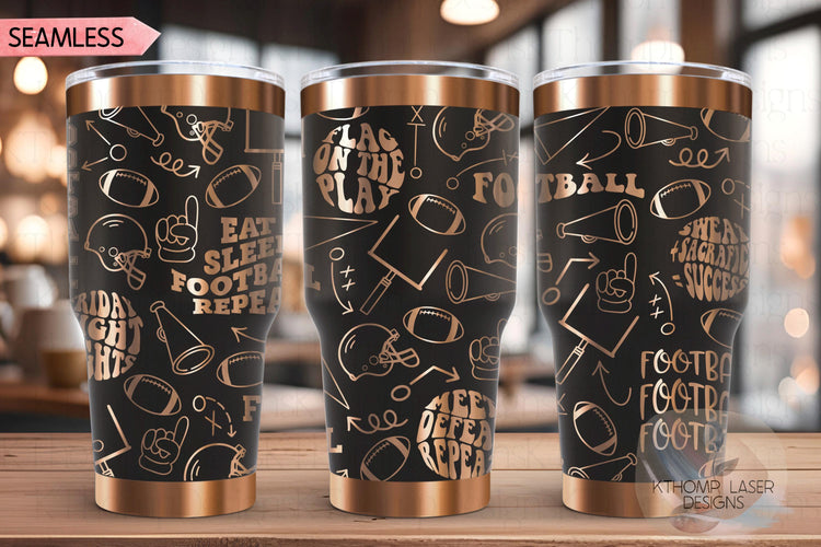 Football Fan Tumbler Wrap SVG | 20oz and 30oz Laser Engraving File | Rotary Ready Digital Design | Sports Fan SVG