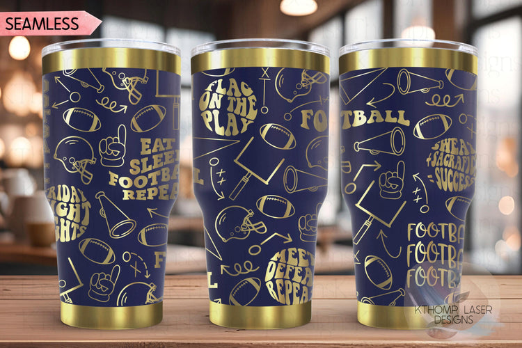 Football Fan Tumbler Wrap SVG | 20oz and 30oz Laser Engraving File | Rotary Ready Digital Design | Sports Fan SVG