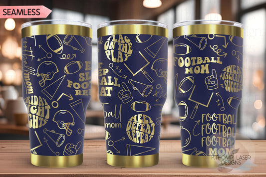 Football Mom 2 Tumbler Wrap SVG | 20oz and 30oz Laser Engraving File | Rotary Ready Digital Design | Mom Life SVG