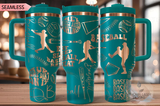 Baseball Player Tumbler Wrap SVG | 40oz Laser Engraving File | Rotary Ready Digital Design | Sports Fan SVG