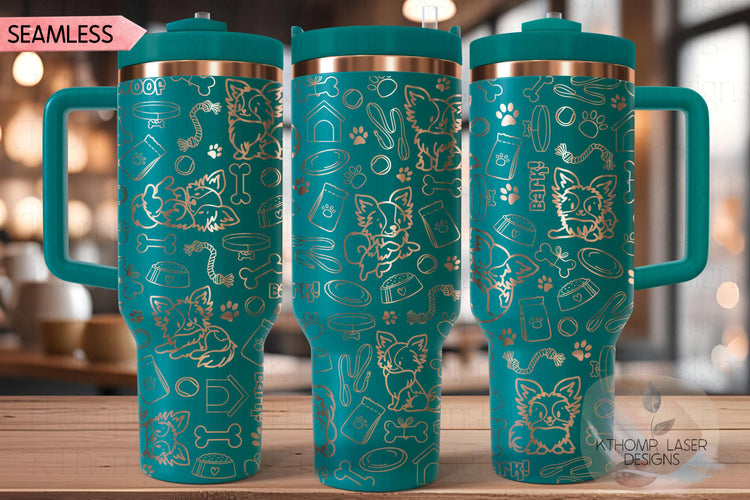 Papillion Tumbler Wrap SVG | 40oz Laser Engraving File | Rotary Engrave Digital Design | Dog Lover Gift