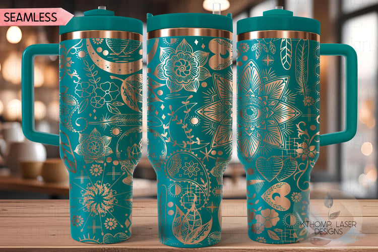 Boho Love Tumbler Wrap SVG | 40oz Laser Engraving File | Rotary Ready Digital Design | Zodiac Boho SVG