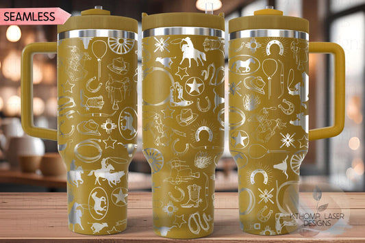 Western Cowboy Tumbler Wrap SVG | 40oz Laser Engraving File | Rotary Ready Digital Design | Western Farm SVG