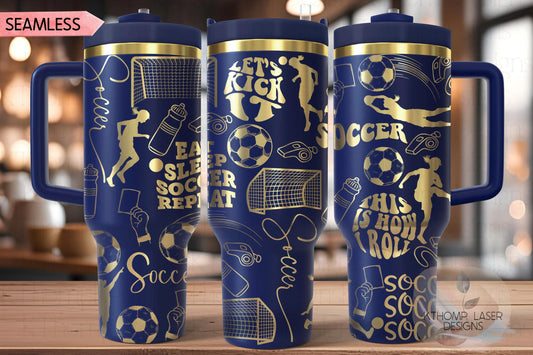 Soccer Fan Female Tumbler Wrap SVG | 40oz Laser Engraving File | Rotary Ready Digital Design | Sports Fan SVG