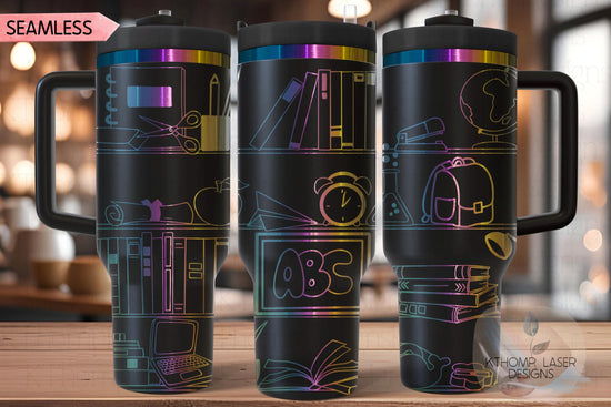 School Shelves Tumbler Wrap SVG | 40oz Laser Engraving File | Rotary Ready Digital Design | Career Gift SVG