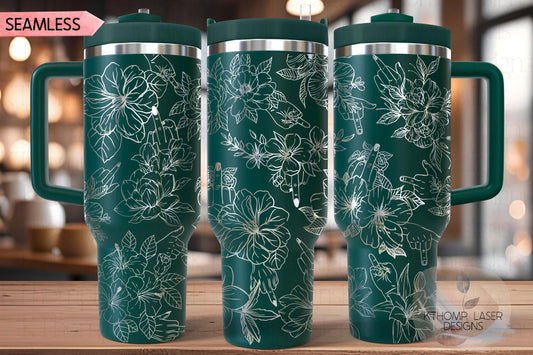 Floral FU Middle Finger Tumbler Wrap SVG | 40oz Laser Engraving File | Rotary Ready Digital Design | Sassy Coffee SVG