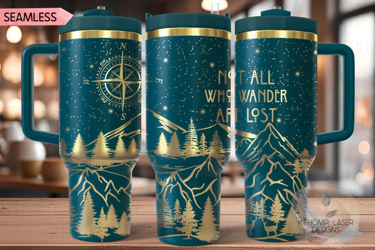 Not All Who Wander Are Lost Tumbler Wrap SVG | 40oz Laser Engraving File | Rotary Ready Digital Design | Jungle Theme SVG