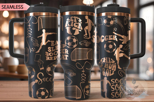 Soccer Fan Male Tumbler Wrap SVG | 40oz Laser Engraving File | Rotary Ready Digital Design | Sports Fan SVG